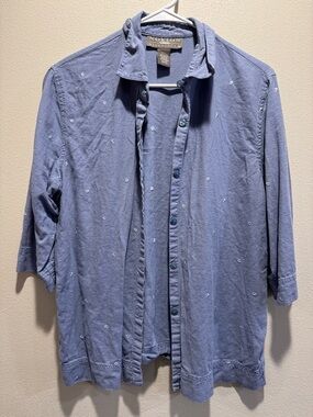 Norton McNaughton Blue Embroidered Blouse